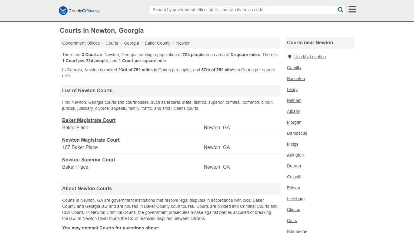 Courts - Newton, GA (Court Records & Calendars) - County Office